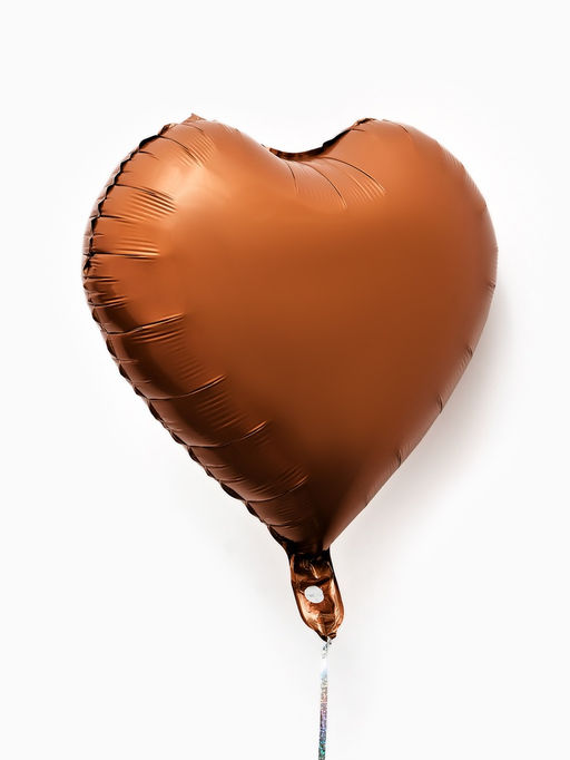 Цена за 2 шт. Воздушные шары фольгированные 17" «Сердце», шоколадный сатин, набор 5 шт.