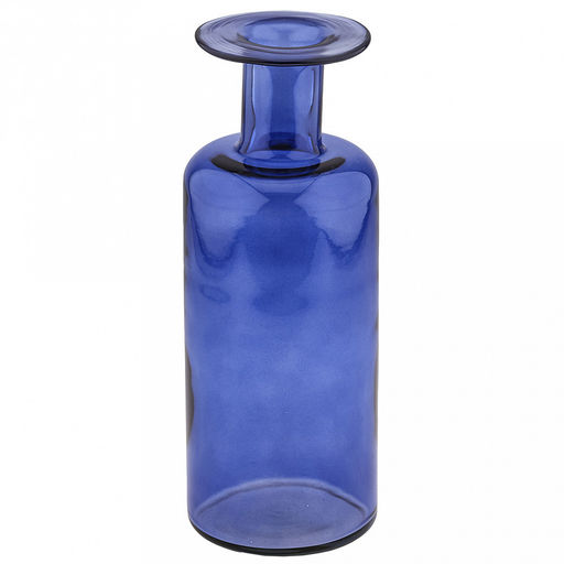 Ваза для цветов стеклянная "Бутылочная" 2,5л, д11,8см, h25см, средняя, форма "бутылка", "Скандик", сапфировый (Россия)
