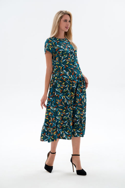 Платье женское из кулирки Кармелита веточка бирюза - Амадэль фото 8