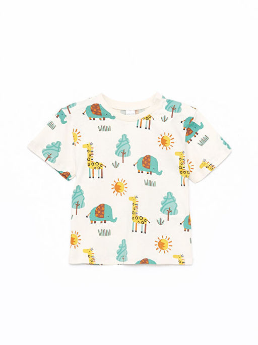 Bisiklet Yaka K?sa Kollu Bask?l? Erkek Bebek Ti??rt