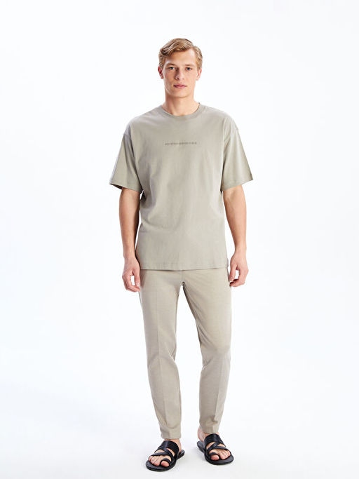 Bisiklet Yaka Bask?l? Penye Erkek Ti??rt