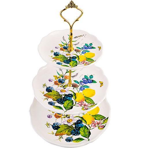 60155 Конфетница 3-х ярусная Лесные ягоды с лимонами доломит/ металл LR (х16) - Mayer&boch фото 2