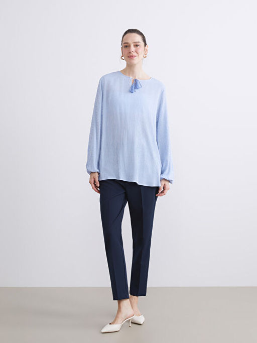 Ba?lamal? Yaka ?izgili Bluz