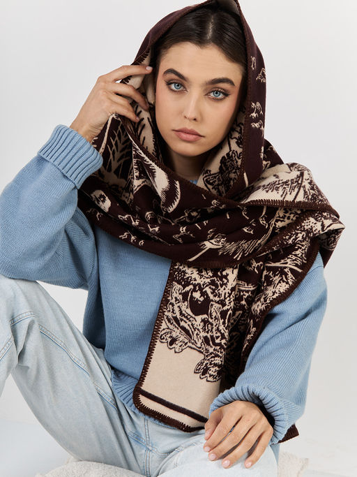 в составе ШЕРСТЬ  и КАШЕМИР Большой, мягкий, теплый  двусторонний палантин - Tantino фото 2