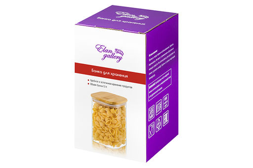 Банка д/хранения 1,1 л 10*10*15,5 см Crystal glass + бамбуков.крышка с силикон. прокладкой, стекло - Elan gallery фото 5