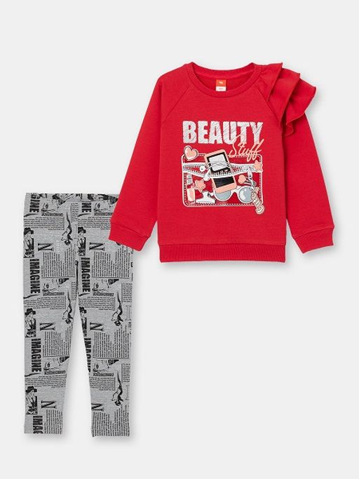 CRB wear/CSKG 90078-25-300 Комплект для девочки (джемпер, брюки типа "легинсы"), малиновый/Ex.Cherubino