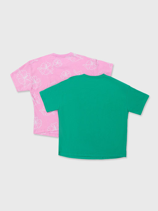 Футболка для девочек мультипак (2 шт.) в зеленом и розовом цвете с цветами - Mark formelle фото 6