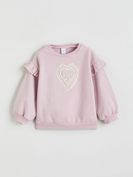 Bisiklet Yaka Bask?l? K?z ?ocuk Sweatshirt 2li