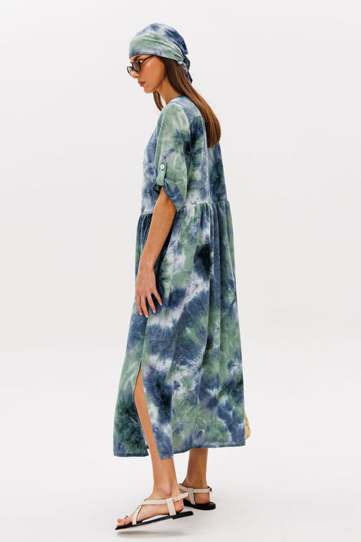 Платье Lars Style 1091 изумрудный мульти-принт