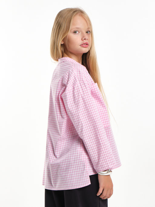 Рубашка в клетку для девочки UD 7956 роз.клетка - Mini maxi фото 3