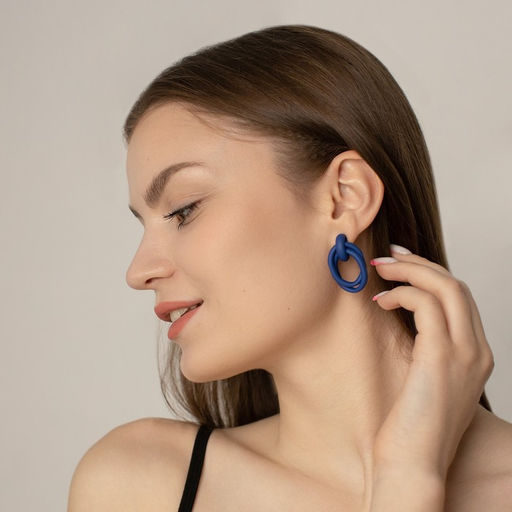 Серьги металл Боттега два овала, цвет синий - Queen fair фото 2