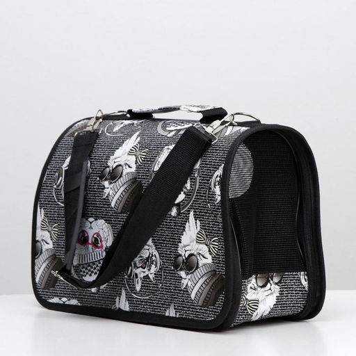 Сумка-переноска каркасная Зимние коты, размер S, 37,5 х 17 х 22 см - Пижон фото 3