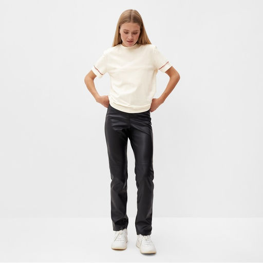 Футболка женская с красным кантом Basic line, молочная, размер 46