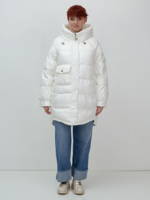 Куртка зимняя женская с капюшоном модная белого цвета 7341Bl - Visdeer фото 11