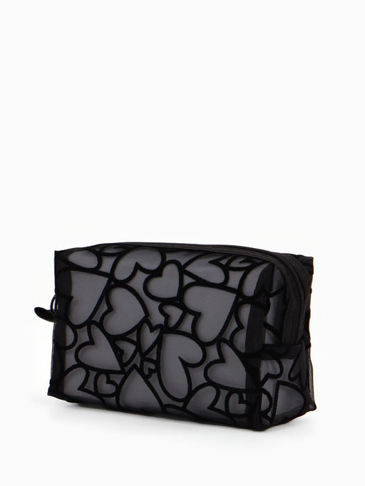 Косметичка дор Сердца 17,5*9*11, отд на молнии, черный