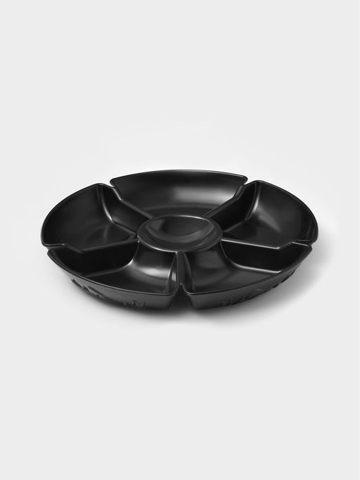Менажница глубокая, 6 секций, d=28 см, пластик, чёрная