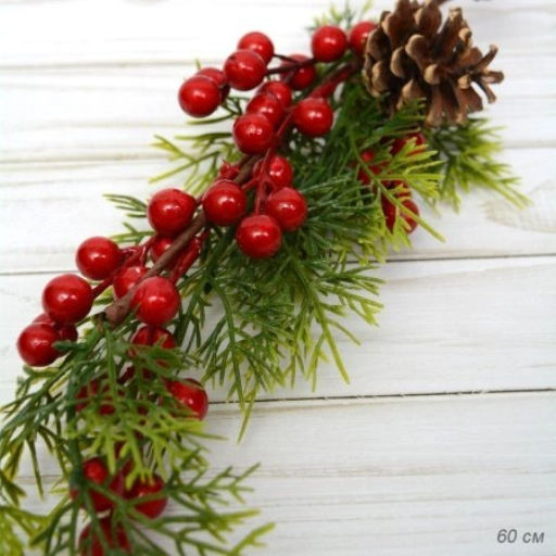 Ветка искусственная с шишками 60 см / N127-98 /уп 240/Новый год - Галеонтрейд фото 3