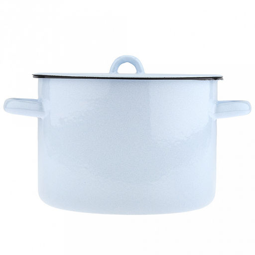 Кастрюля эмалированная 4,5л, д21см, h14см, цилиндрическая форма, металлическая крышка, серо-голубой (Россия)