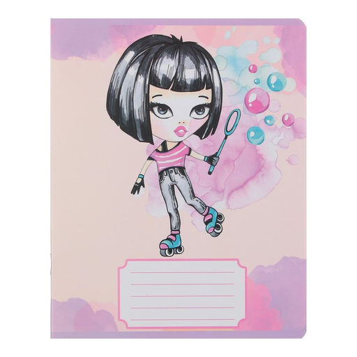 Набор тетрадей 12 листов в линейку Calligrata Pretty Girl, обложка мелованная бумага, серые листы, 10 шт.