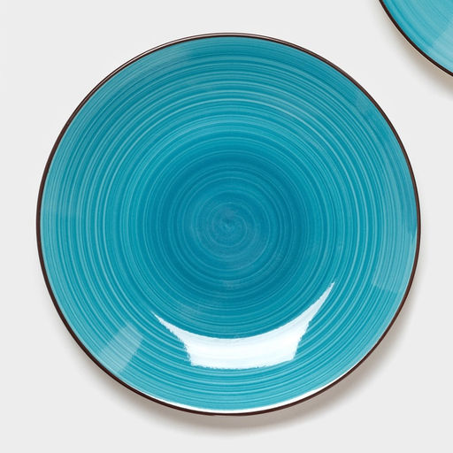 Набор посуды Доляна «Бриз», 6 предметов: кружка 360 мл, салатник 800 мл, тарелка d=19 см, керамика, голубой