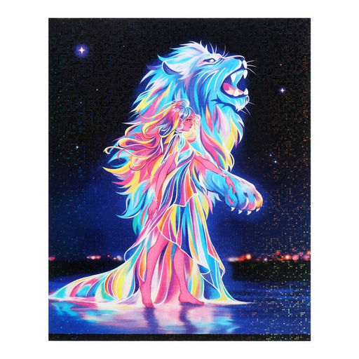 Комплект тетрадей из 5 штук 48 листов в клетку Calligrata TOP «Девушка и лев», обложка мелованный картон, голографическая ламинация, блок офсет