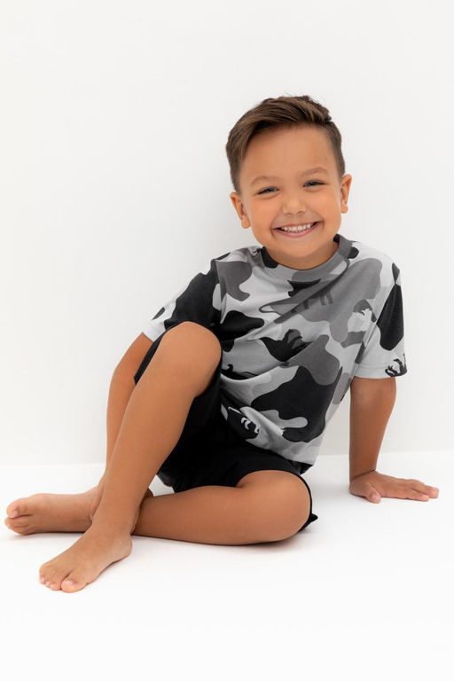 К 1614/камуфляж с динозаврами,черный пижама для мал