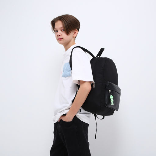 Рюкзак текстильный с карманом кожзам, 38х29х11 см, черный - Nazamok фото 10