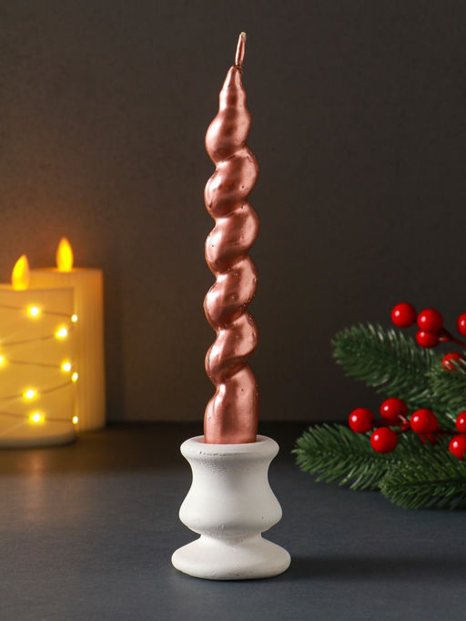 Цена за 2 шт. Свеча витая "LUXURY" 25*180 мм, лакированная, капучино