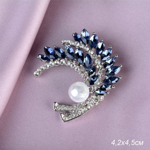 Брошь Веточка 4,2 см / GM273-67 /уп 12/ с жемчугом