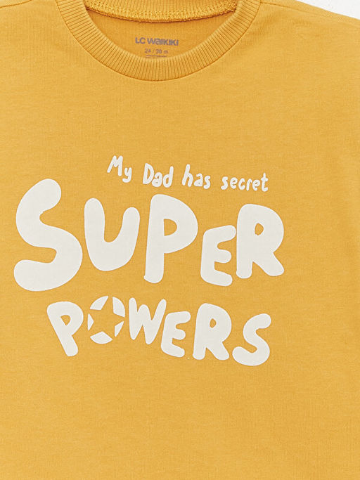 Bisiklet Yaka Bask?l? Uzun Kollu Erkek Bebek Ti??rt - Waikiki фото 3