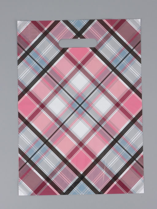 Цена за 50 шт. Пакет "Шотландка", полиэтиленовый с вырубной ручкой, 29 х 40 см, 35 мкм