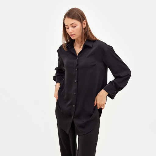 Костюм женский: рубашка, брюки, MINAKU: Silk pleasure, размер 46, чёрный  фото 4