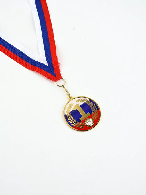 Медаль с уф-печатью «1 место», диам. 5 см, золотая, с лентой