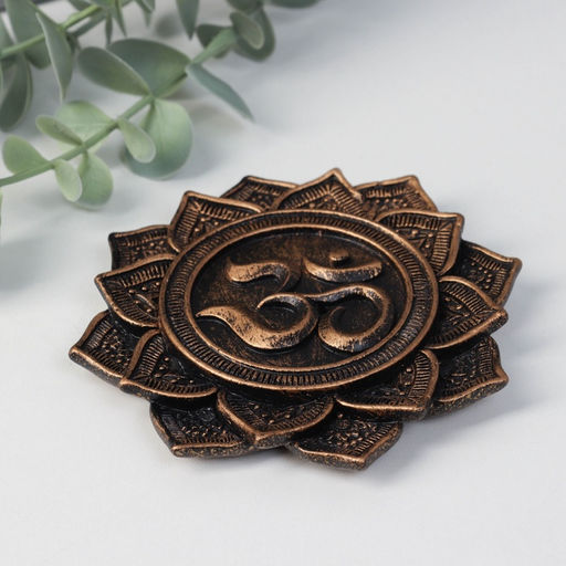 Подставка для благовоний полистоун Цветок с Ом: мантра, золото, 10.5?10.5?1 см - Simaland фото 2