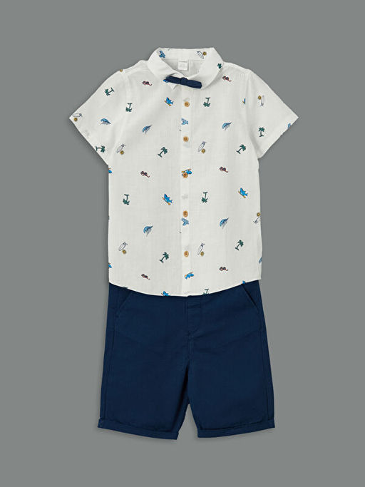 Papyonlu Erkek ?ocuk G?mlek ve ?ort 2li