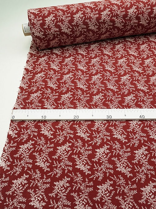 Теплый хлопок "Осенние травы" цв.насыщенный красно-терракотовый, ш.1.5м, хлопок-100%, 160гр/м.кв