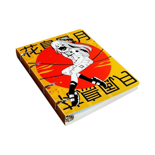 Тетрадь на кольцах, в клетку, 120 листов Аниме. Девушка иероглифы, пластиковая обложка, блок офсет - Calligrata фото 2