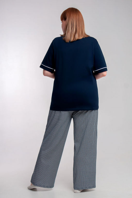 Арт. 10101 Пижама с брюками 44-54 (6 шт) Цвет:верх-темно-синий,низ бело-синий - Калинка фото 10