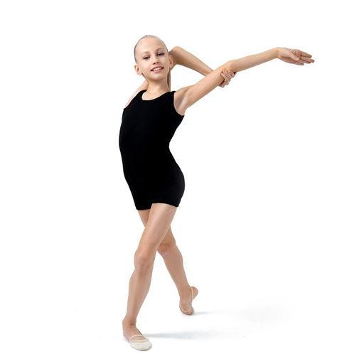 Купальник гимнастический Grace Dance, с шортами, на широких бретелях, р. 32, цвет чёрный  фото 5