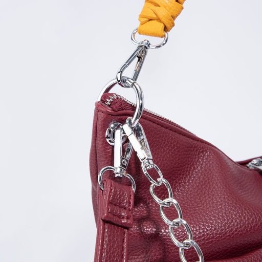 Сумка-мешок, отдел на молнии, 3 наружных кармана, длинный ремень, цвет бордовый/жёлтый - Simaland фото 5