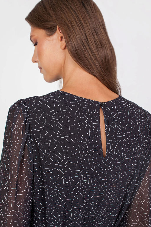 5-3014/783-5065-2 Платье принт белые штрихи на черном фоне - Serginnetti фото 8