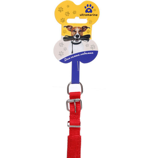 Цена за 6 шт. Ошейник для собак однотонный "ЗООЛЕНД БРО", цвет красный, 1,5*43см (бирка)