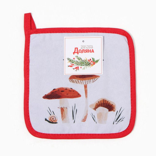 Прихватка Доляна Грибы 17х17 см, 35% хл, 65% пэ, ватин 250 г/м2  фото 4