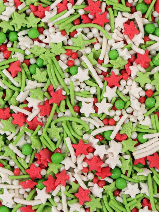 Цена за 6 шт. Новогодняя посыпка кондитерская Микс: зеленая, белая, красная, 50 г