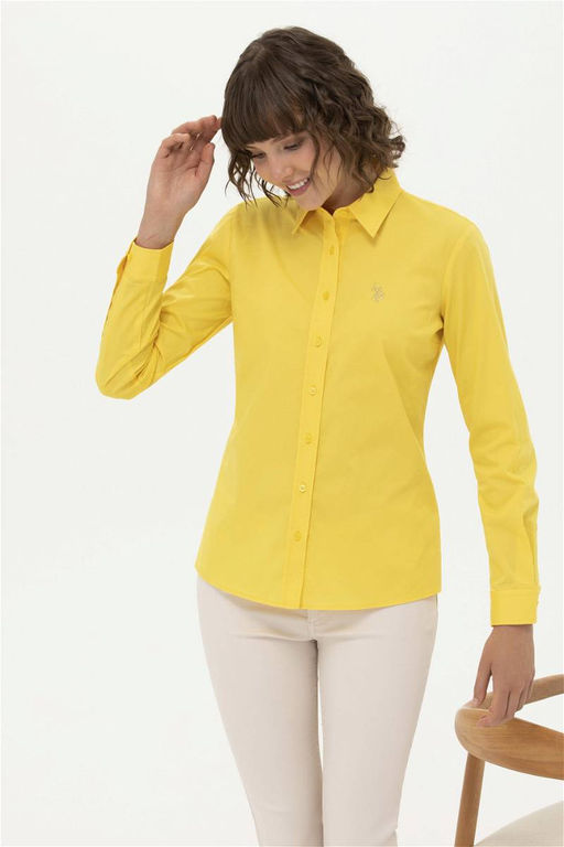 U. S. Polo Assn Женская желтая базовая рубашка с длинным рукавом - U.s. polo assn фото 8