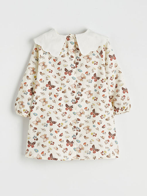 Bebe Yaka Bask?l? K?z ?ocuk Elbise