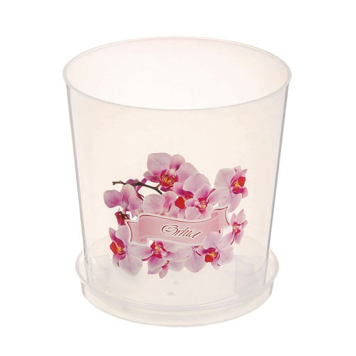 Горшок для орхидей с поддоном, 1.8 л, пластиковый, прозрачный, МИКС