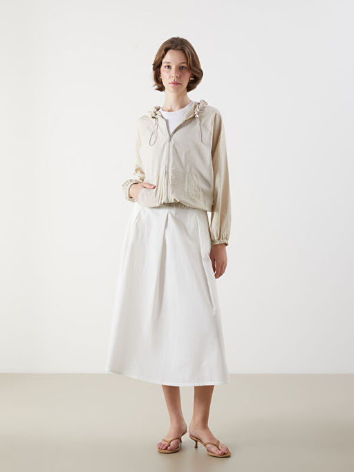 Kap??onlu Oversize Keten Kar???ml? Kad?n Ceket