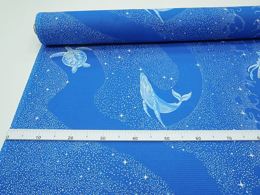 Вафельное полотно Морские обитатели цв.лазурный, ш.1.5м, хлопок-100%, 150гр/м.кв - Купава фото 7