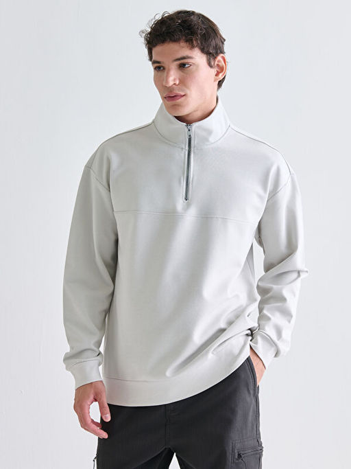 Fermuarl? Dik Yaka Erkek Sweatshirt